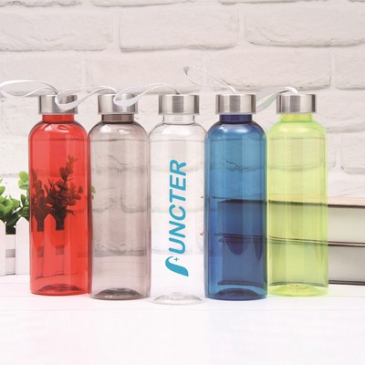 18 Oz. Clear Plastic Water Bottles With Carrying Strap